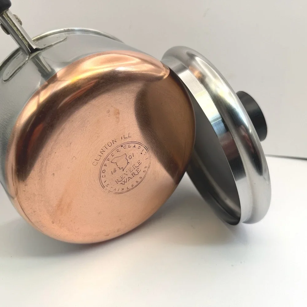 Vintage‎ Revere Ware Double Ring Clinton IL 1 Qt Copper Clad Saucepan w Lid